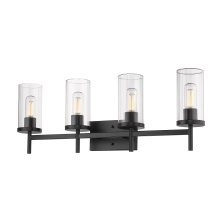 Golden 7011-BA4 BLK-CLR - Golden Lighting Winslett 4-light Vanity in Matte Black